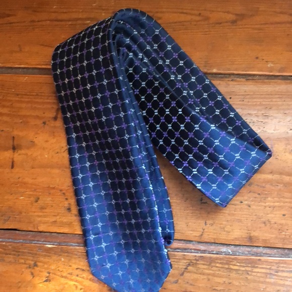 TIE SHOP ROMA SETA SEIDE Mens Tie Made in Italy 100% Silk Blue Square Flower - Picture 8 of 11